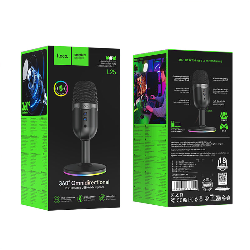 Hoco. L25 Micrófono Gaming USB Omnidireccional