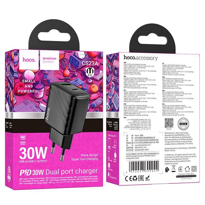 Hoco. CS23A Cargador Con Puerto PD30W+QC3.0