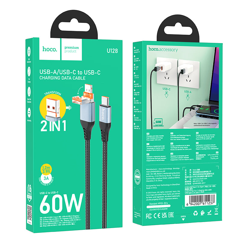Hoco. U128 Cable Type-C/USB A Type-C 2 En 1