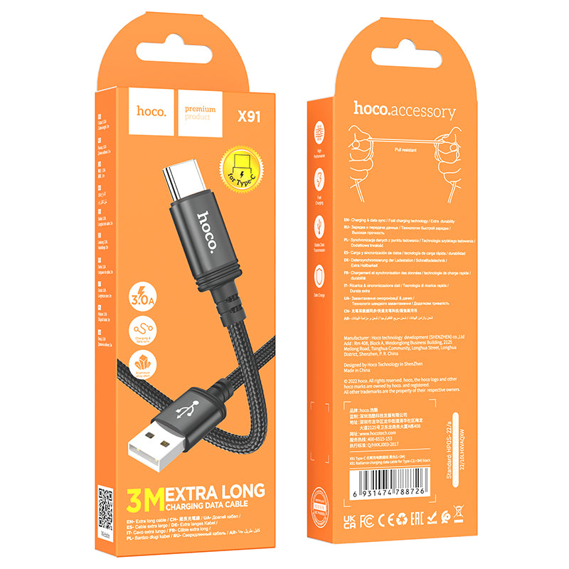 Hoco. X91 Cable De Carga USB A Type-C 3.4A De 3M