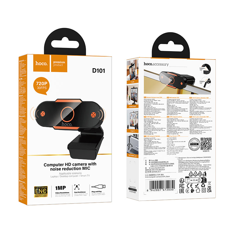 Hoco. D101 Webcam 720P para PC con Enfoque Fijo USB