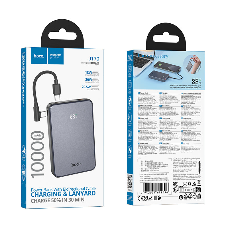 Hoco. J170 Power Bank 10000mAh 22.5W + PD20W con USB-C