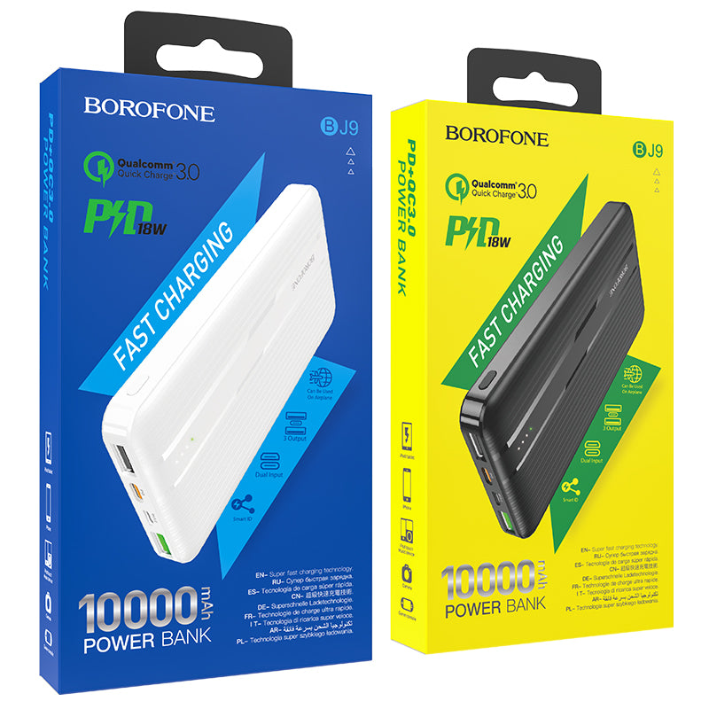 BOROFONE BJ9 Power Bank Con Salidas PD18W Type-C + QC3.0 USB De 10000mAh