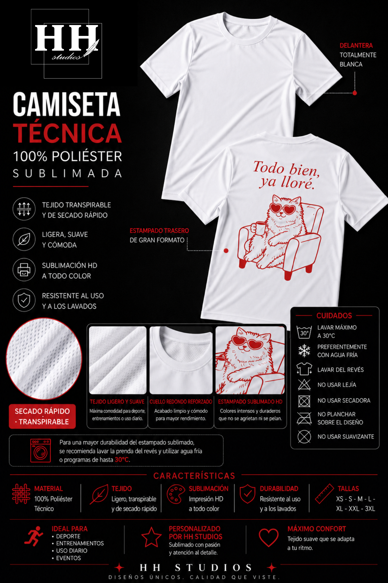 Camiseta Técnica Transpirable Todo bien, ya lloré - HH Studios