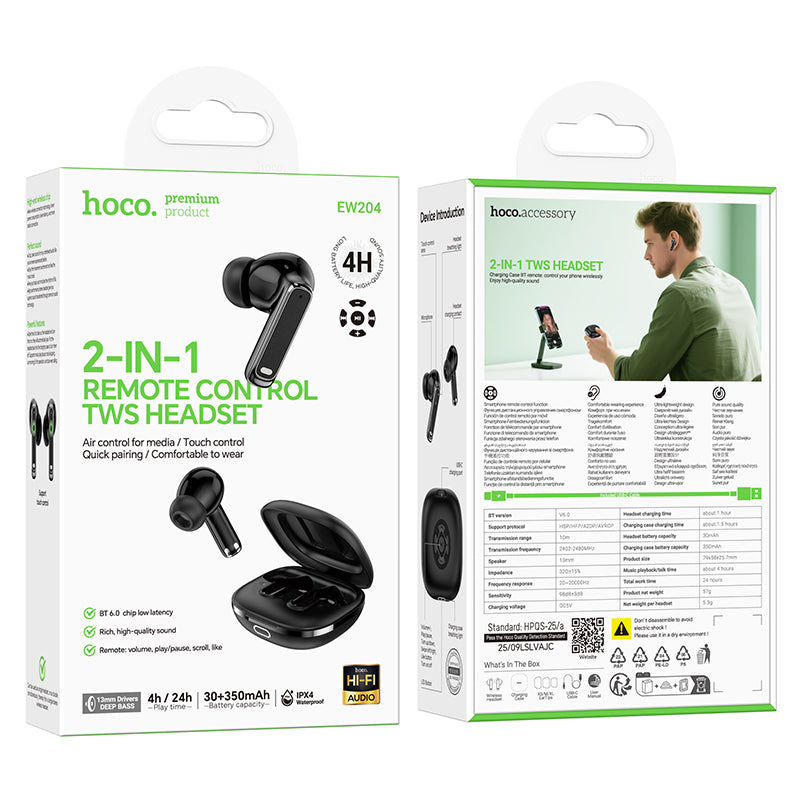 Hoco. EW204 Auriculares TWS Bluetooth Inalámbricos – Control Remoto
