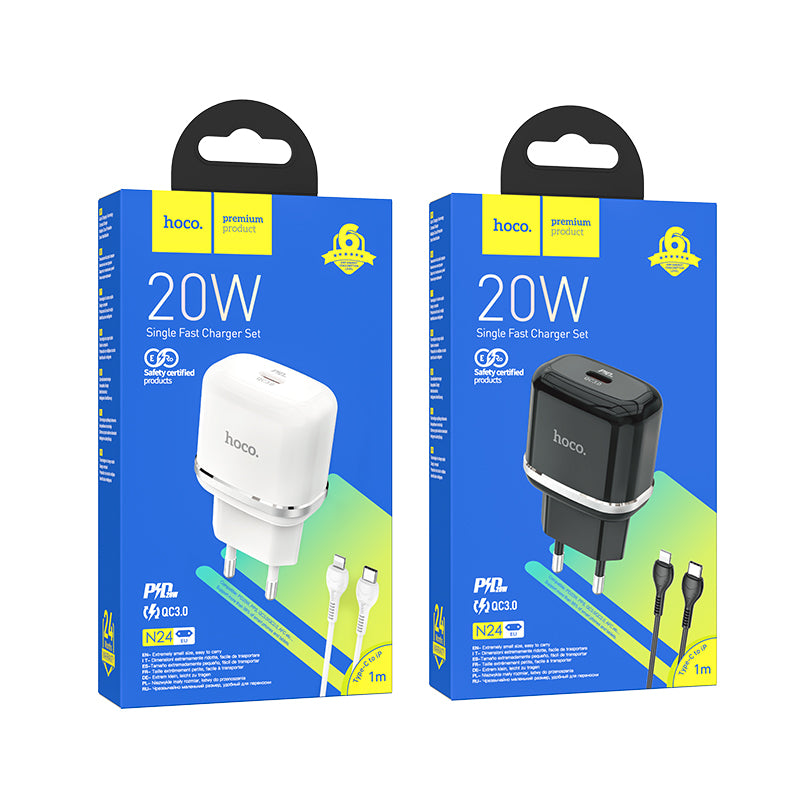 Hoco. N24 Cargador Victorious Puerto Único Pd20W Con Cable Tipo C A IPhone