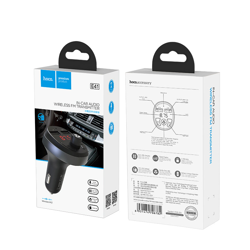 Hoco. E41 Transmisor Fm Inalámbrico De Audio Para Coche
