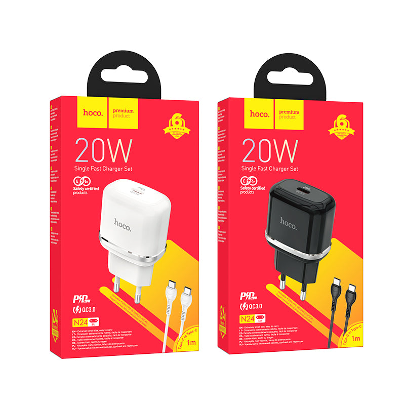 Hoco. N24 Cargador Victorious Puerto Único Pd20W Con Cable Tipo C A Tipo C