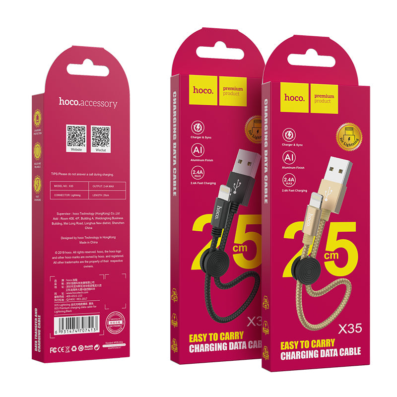 Hoco. X35 Cable De Carga Premium Lightning (iPhone) De 0.25M