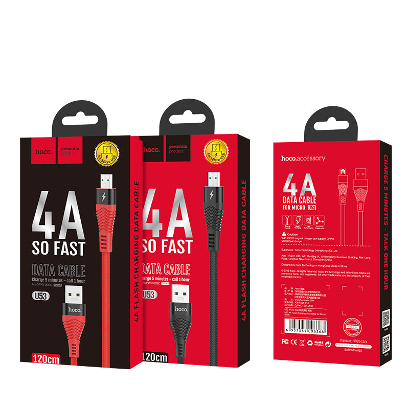 Hoco. U53 4A Cable De Datos De Carga Flash Para Micro