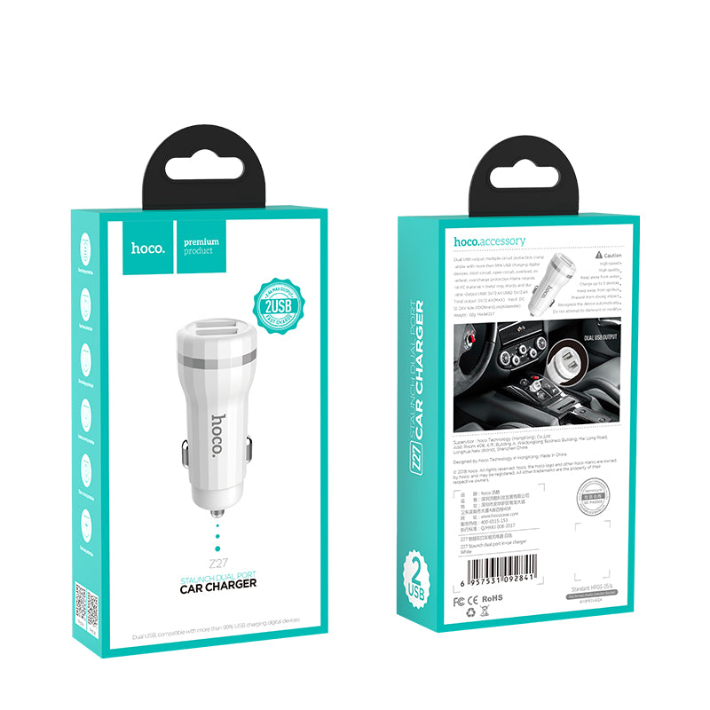 Hoco. Z27 Cargador De Móvil Coche De Doble Puerto