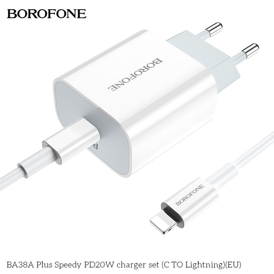 BOROFONE BA38A Plus Speedy PD20W charger set(C TO iP)(EU)