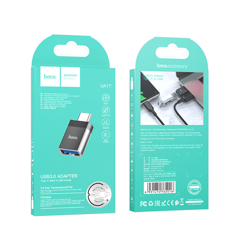 Hoco. UA17 Adaptador Tipo-C Macho A Usb Hembra Usb3.0 (Soporta Carga)