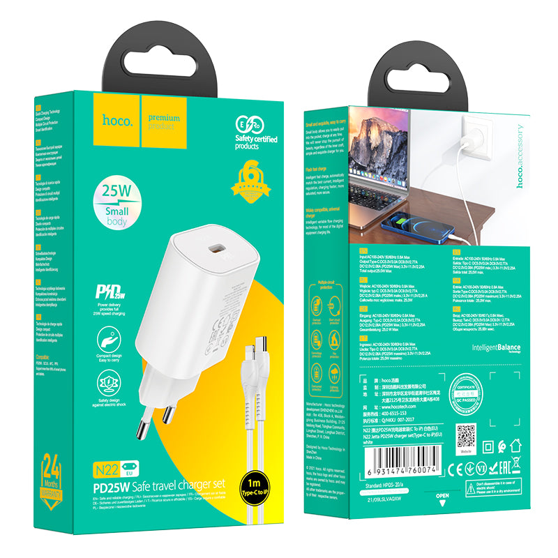 Hoco. N22 Cargadores PD25W Con Cable Tipo-C A iPhone