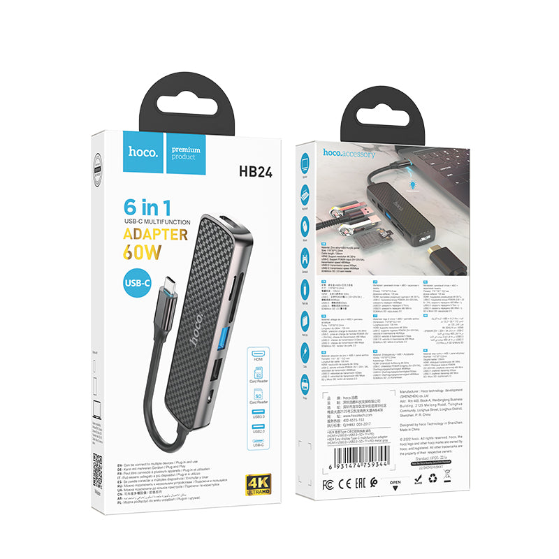 Hoco. HB24 Adaptador Hdmi Usb3.0 Usb2.0 SD TF PD