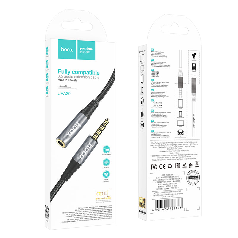 Hoco. UPA20 Cable Extensión De Audio 3.5 Macho A Hembra (L=1M)