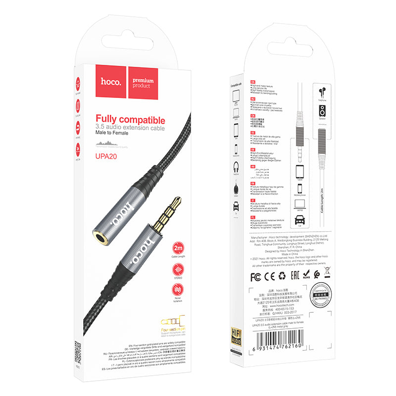 Hoco. UPA20 Cable Extensión De Audio 3.5 Macho A Hembra (L=2M)
