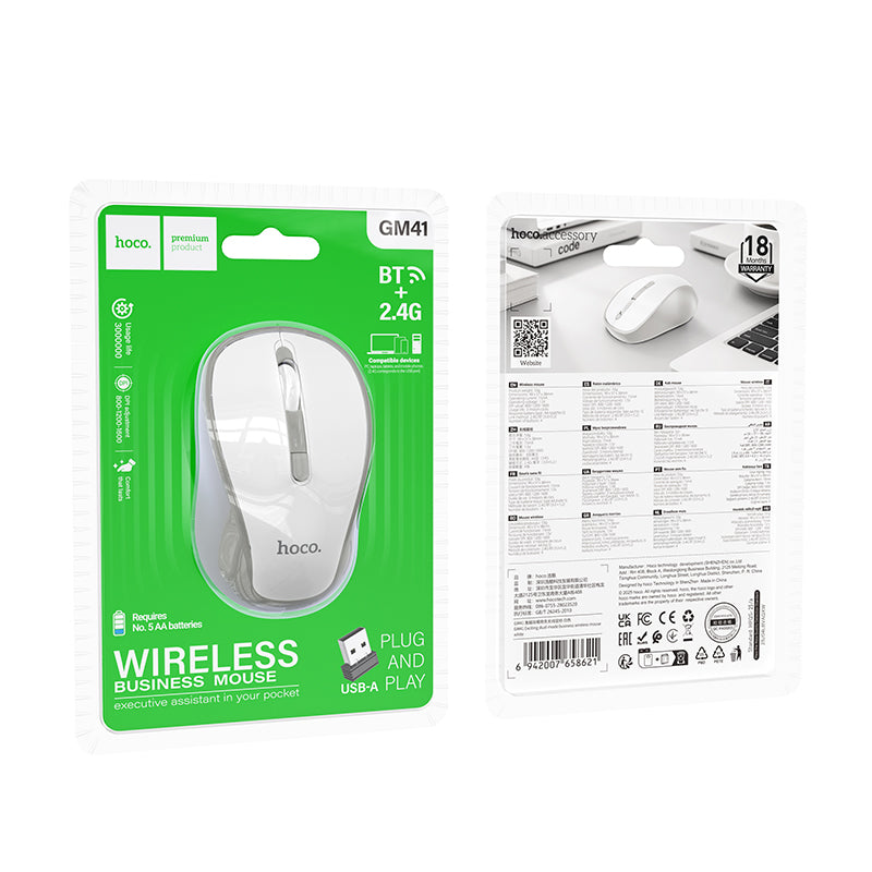 Hoco. GM41 Ratón Inalámbrico Doble Bluetooth y USB 2.4G