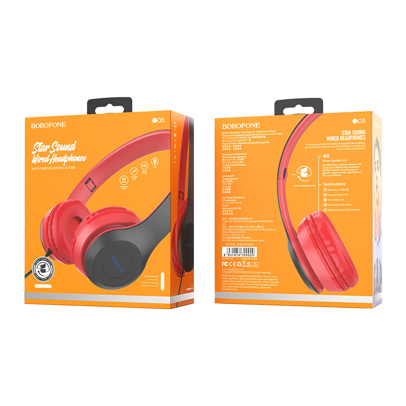 BOROFONE BO5 Auriculares Con Cable Con Sonido Estrella