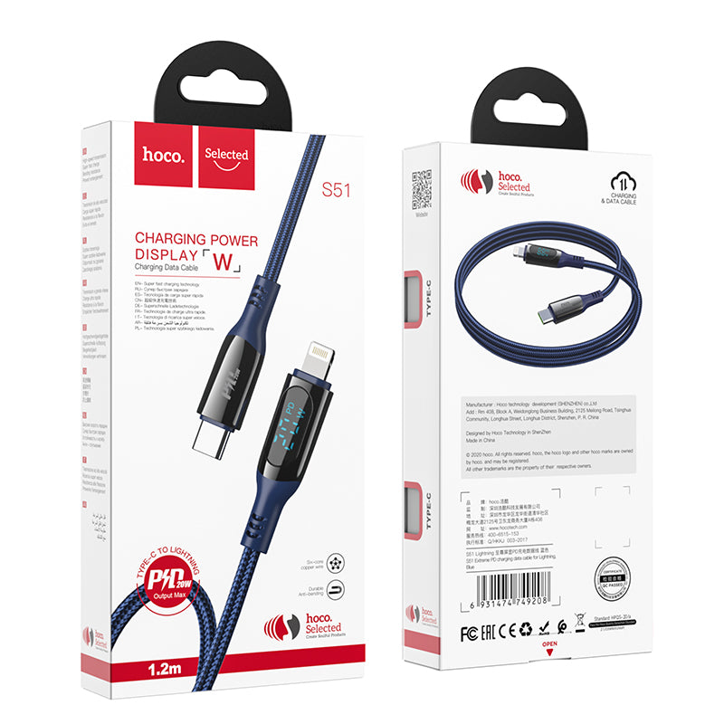 Hoco. S51 Cable De Datos De Carga Extrema 100W Para Tipo C A IPhone