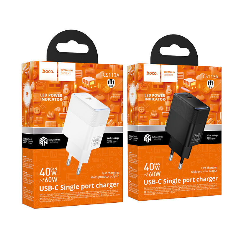 Hoco. CS113A Cargador Rápido PD40W USB-C Sin Cable