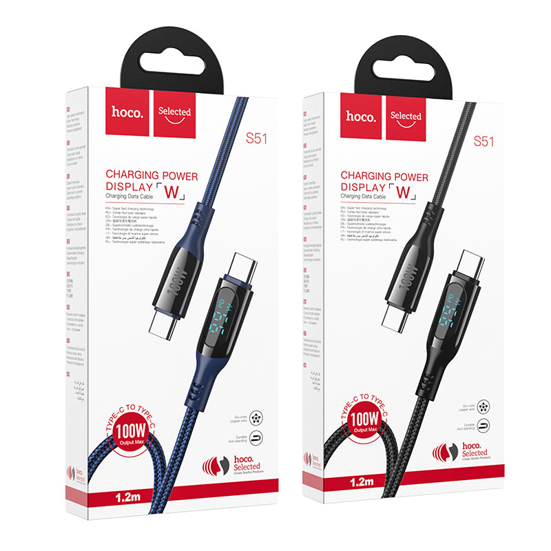 Hoco. S51 Cable De Datos De Carga Extrema 100W Para Tipo C A Tipo C