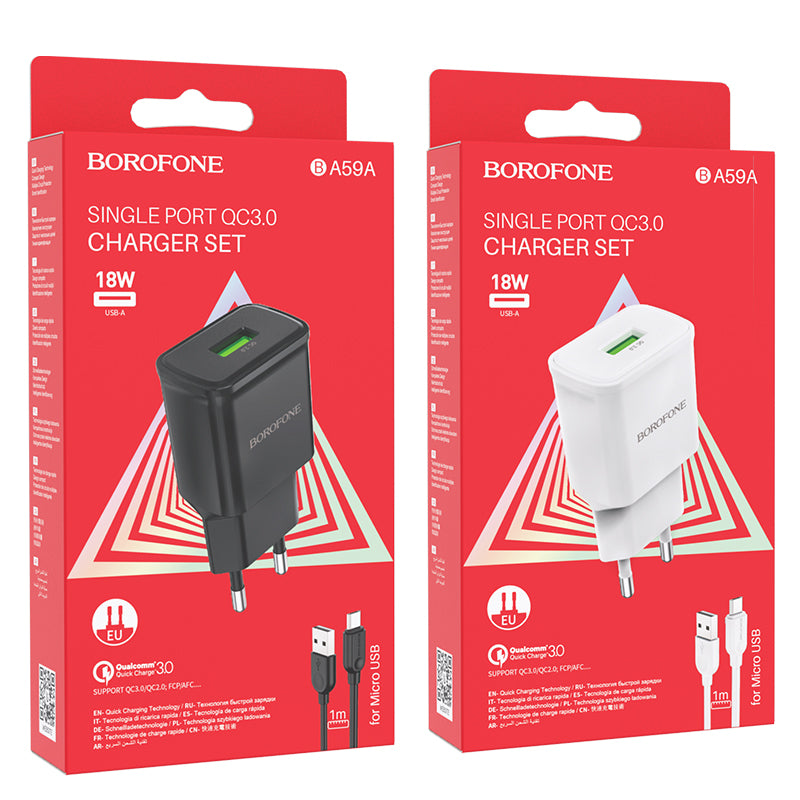 BOROFONE BA59A Cargador Rápido Qc 3.0 Con Cable Micro Usb