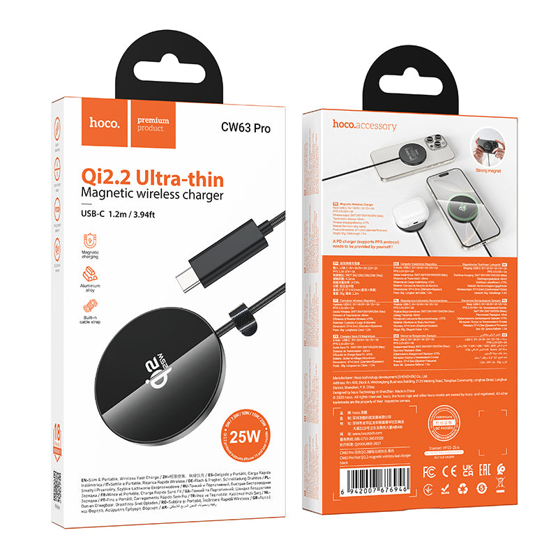 Hoco. CW63 Pro Cargador Magnético Qi2.2 25W Type-C