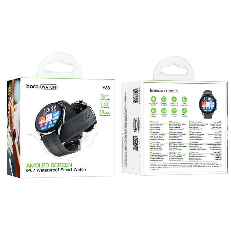 Hoco. Y38 AMOLED Reloj Deportivo Inteligente – Llamadas + IP67