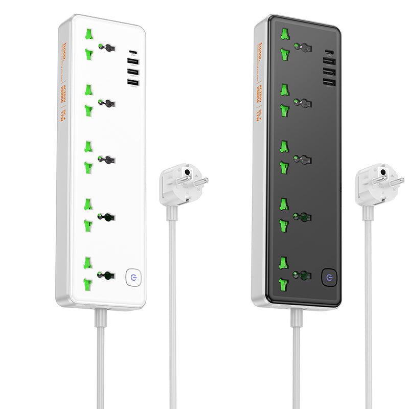 Hoco. AC13A Enchufe de Pared Múltiple 5 Tomas con USB-C y 3 USB