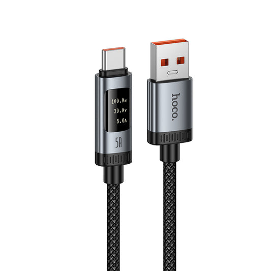 Hoco. U148 Cable USB-A a USB-C Carga Rápida 100W con Pantalla OLED