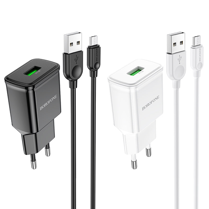 BOROFONE BA59A Cargador Rápido Qc 3.0 Con Cable Micro Usb