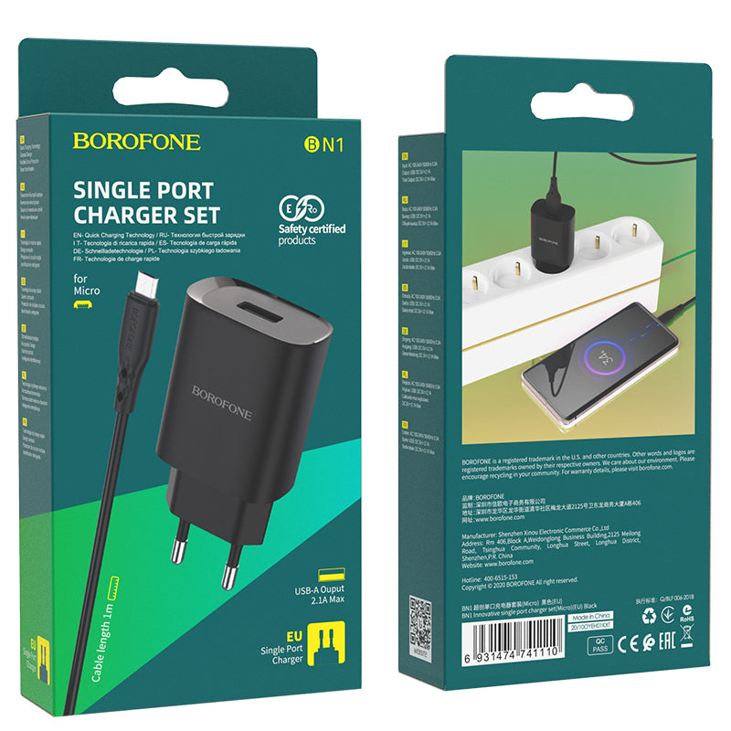 BOROFONE BN1 Cargador De Puerto Único Micro USB