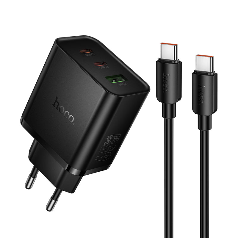 Hoco. N75 Cargador Rápido 65W 2USB-C + USB-A con Cable C-C