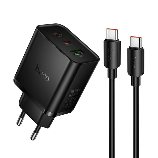 Hoco. N75 Cargador Rápido 65W 2USB-C + USB-A con Cable C-C