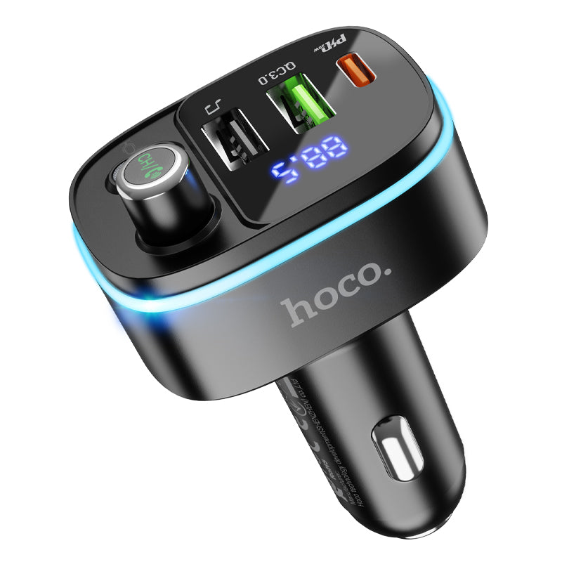 Hoco. E62 Transmisor FM Bluetooth Con Puerto QC3.0 USB + PD20W Type-C Con Luz Ambiental