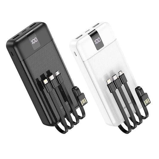 BOROFONE BJ20A Power Bank De 20000mAh Con Pantalla Digital Y 4 Cables (Micro USB/Type-C/Lightning-iPhone)