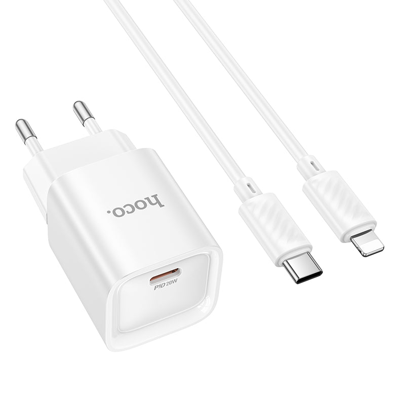 Hoco C146A Cargador USB‑C 20 W + Cable Type‑C → Lightning