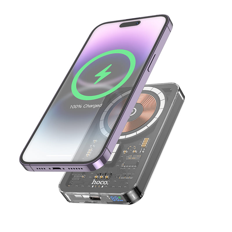 Hoco. Q14 Power Bank Transparentado Y Magnético De Carga Rápida  PD20W+QC3.0 5000mAh