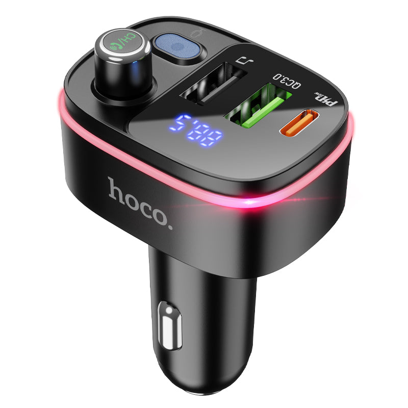 Hoco. E62 Transmisor FM Bluetooth Con Puerto QC3.0 USB + PD20W Type-C Con Luz Ambiental