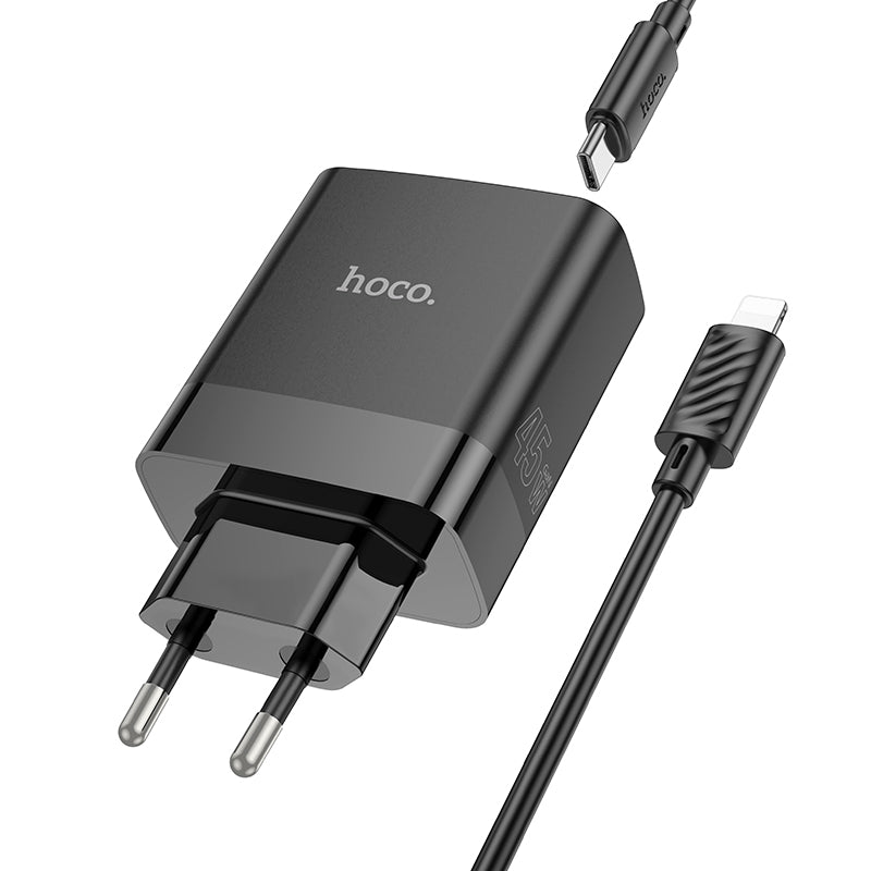 Hoco. C127A Cargador De 4 Puertos (3 QC3.0 + 1 PD45W) Con Cable Type-C A Lightning