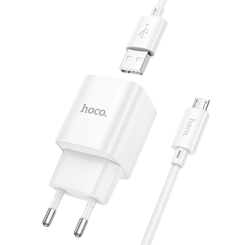 Hoco. C145A Cargador de Pared USB-A 18 W QC3.0 con Cable Micro-USB