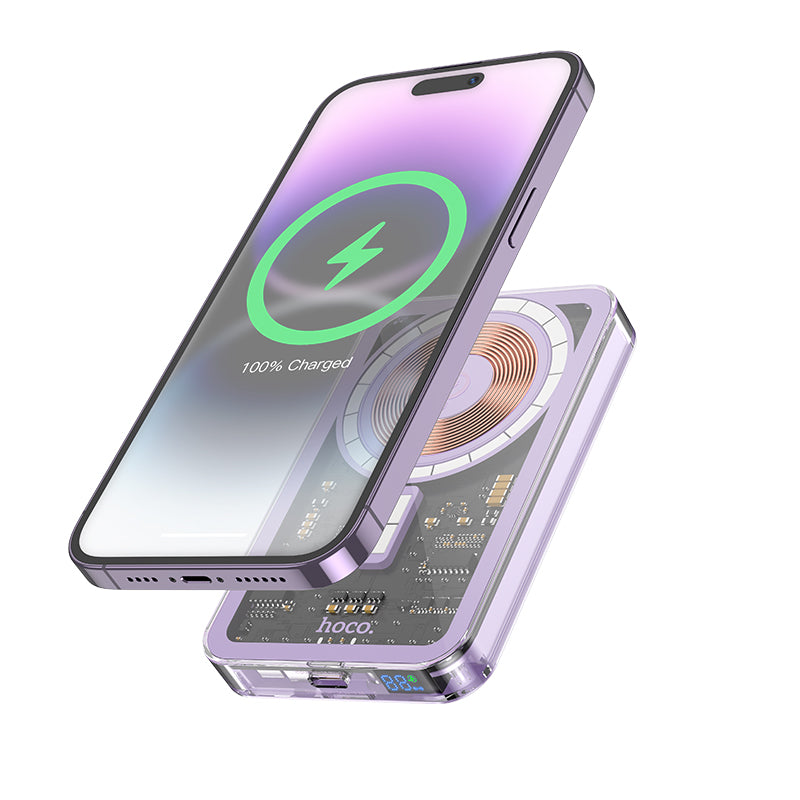 Hoco. Q14 Power Bank Transparentado Y Magnético De Carga Rápida  PD20W+QC3.0 5000mAh