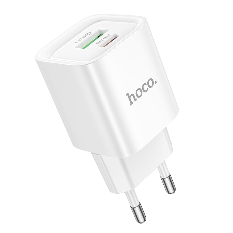 Hoco. C147A Cargador de Pared USB-C 20 W + USB-A 18 W QC3.0 – Versión sin cable
