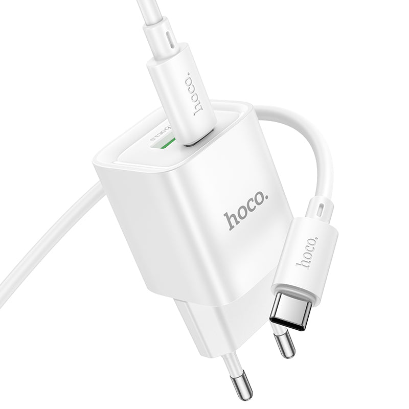 Hoco. C147A Cargador de Pared USB-C 20 W + USB-A 18 W QC3.0 (Set con Cable Type-C a Type-C 1 m)
