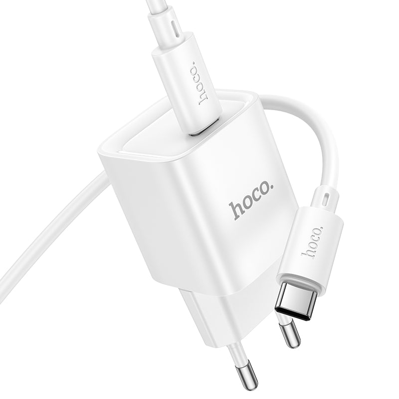 Hoco. C146A Cargador USB-C 20 W PD/QC + Cable Type-C 1 m – Enchufe EU