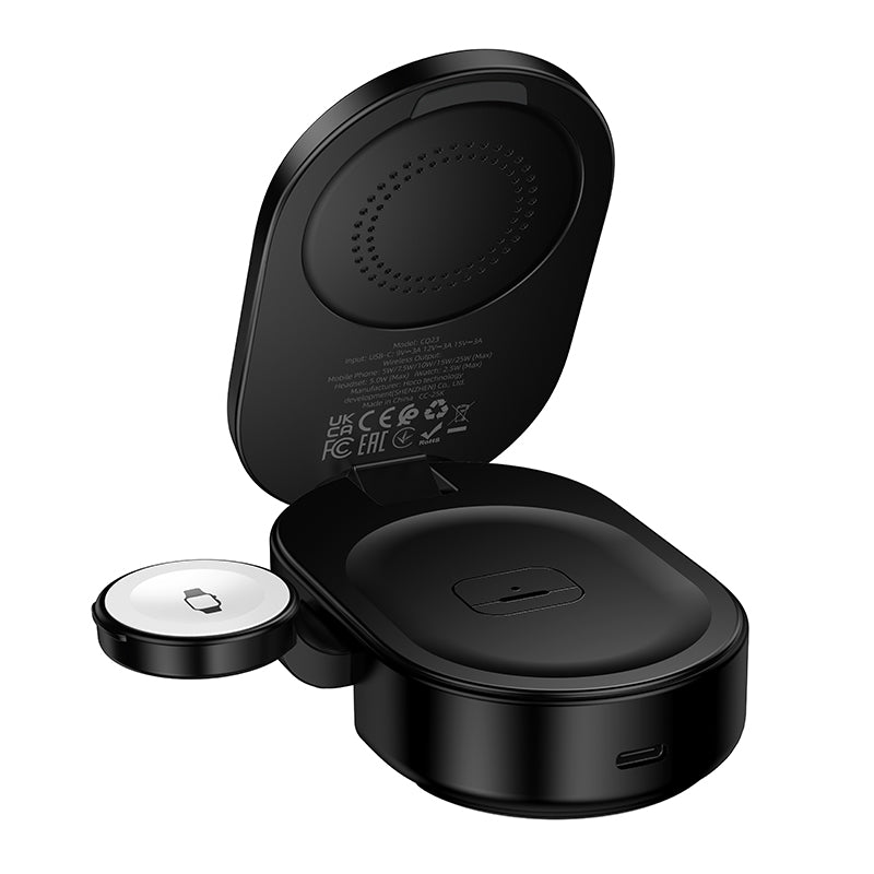 Hoco. CQ23 Cargador Inalámbrico Qi2.2 3 en 1 de 25W