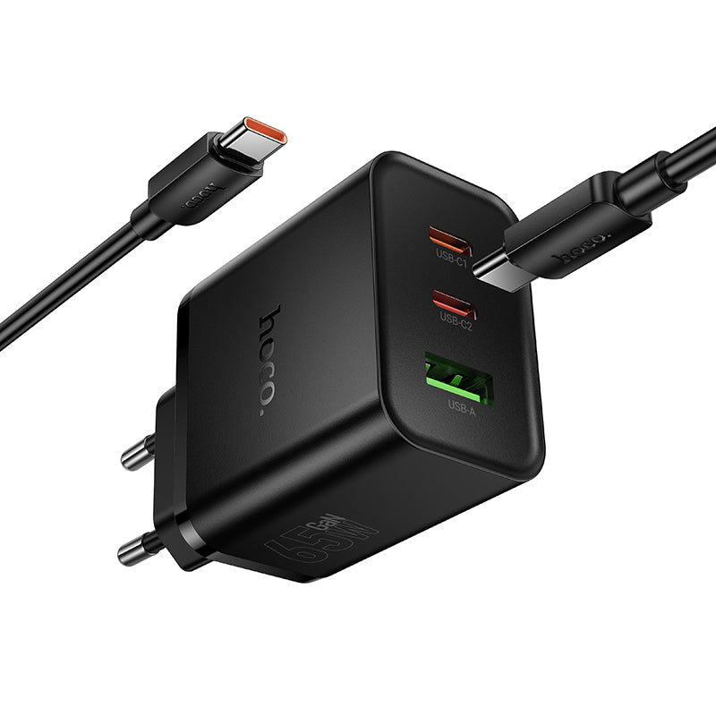 Hoco. N75 Cargador Rápido 65W 2USB-C + USB-A con Cable C-C