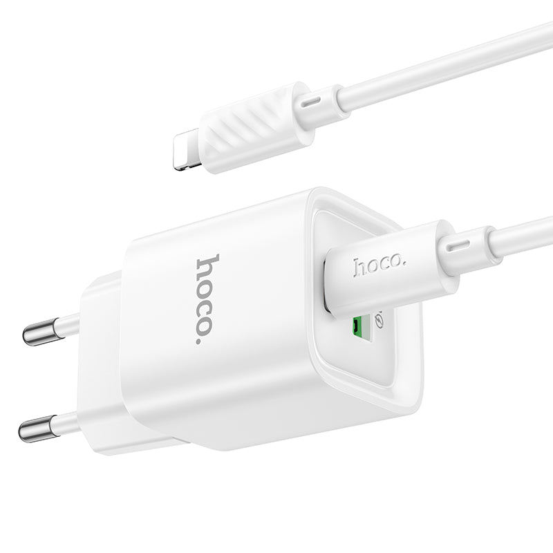 Hoco. C147A Set Cargador 20 W QC3.0 USB-C + USB-A + Cable Type-C ➝ Lightning 1 m