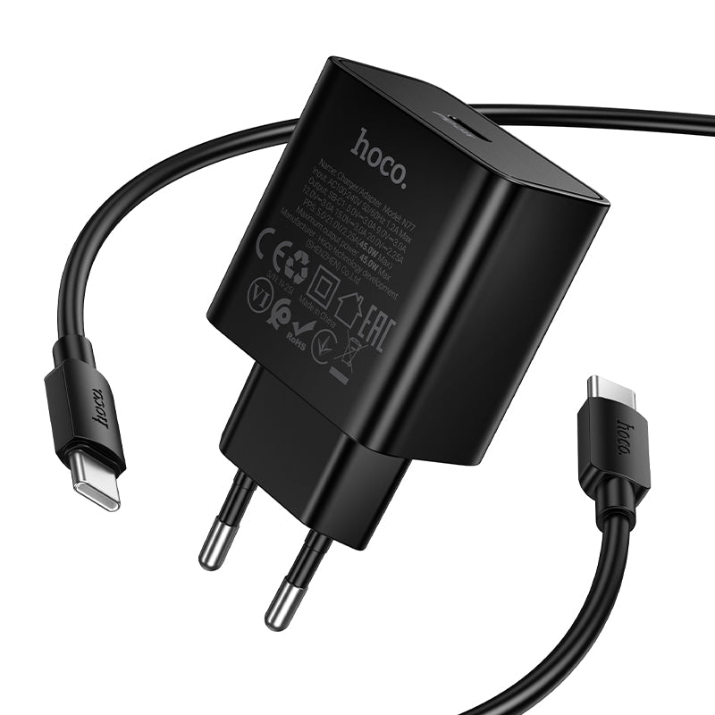 Hoco. N77 Cargador Completo PD45W USB-C con Cable C-C